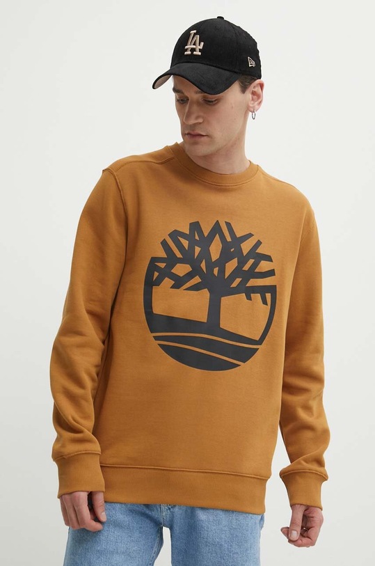 Суичър Timberland без качулка кафяв TB0A2BJ8P571