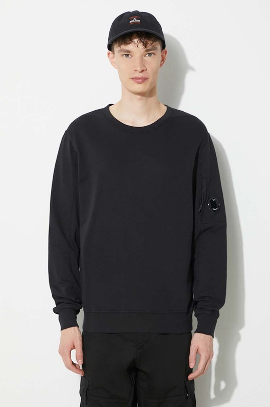 C.P. Company cotton sweatshirt Light Fleece plain black 16CMSS032A002246G