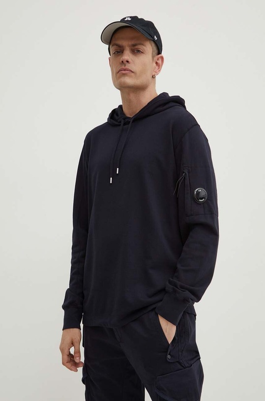 Бавовняна кофта C.P. Company Light Fleece з капюшоном темно-синій 16CMSS033A002246G