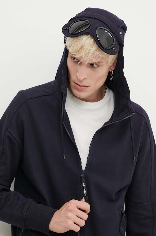 C.P. Company bluza bawełniana Diagonal Raised Fleece Goggle bawełna granatowy 16CMSS082A005086W