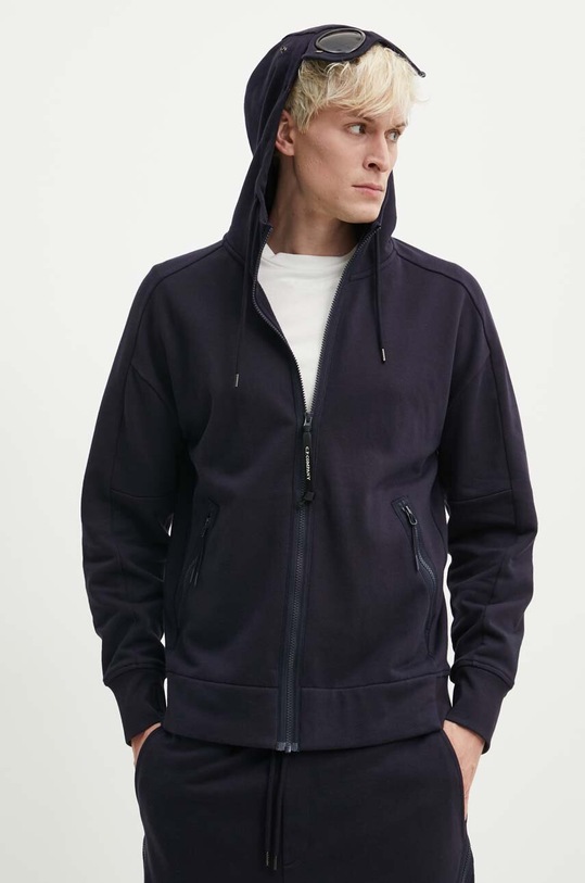 C.P. Company bluza bawełniana Diagonal Raised Fleece Goggle granatowy 16CMSS082A005086W