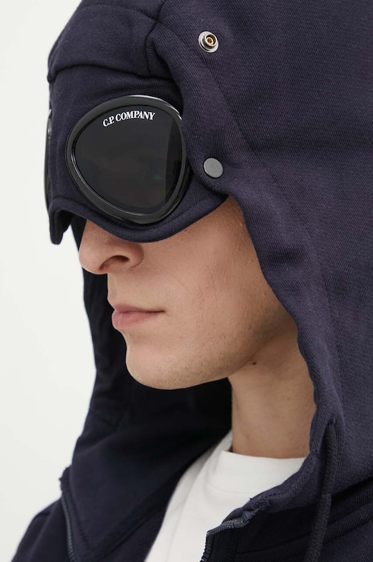 C.P. Company bluza bawełniana Diagonal Raised Fleece Goggle 16CMSS082A005086W granatowy