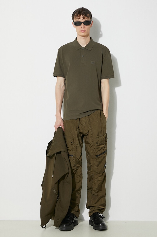 Бавовняна кофта C.P. Company Diagonal Raised Fleece Goggle 16CMSS082A005086W зелений SS24