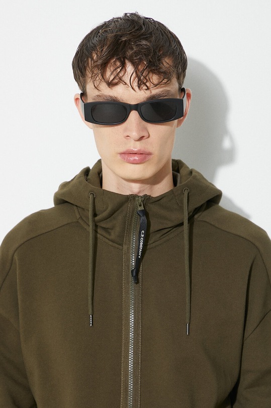 C.P. Company bluza bawełniana Diagonal Raised Fleece Goggle 16CMSS082A005086W zielony