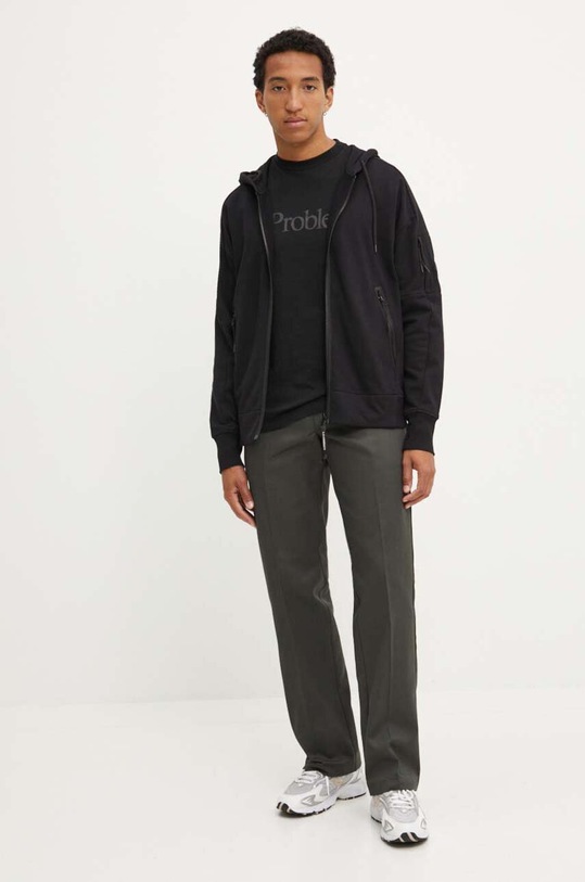 Bavlněná mikina C.P. Company Diagonal Raised Fleece Zipped 16CMSS400A005086W černá SS24