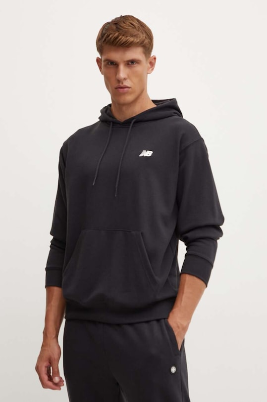 New Balance bluza Small Logo French z kapturem czarny MT41508BK