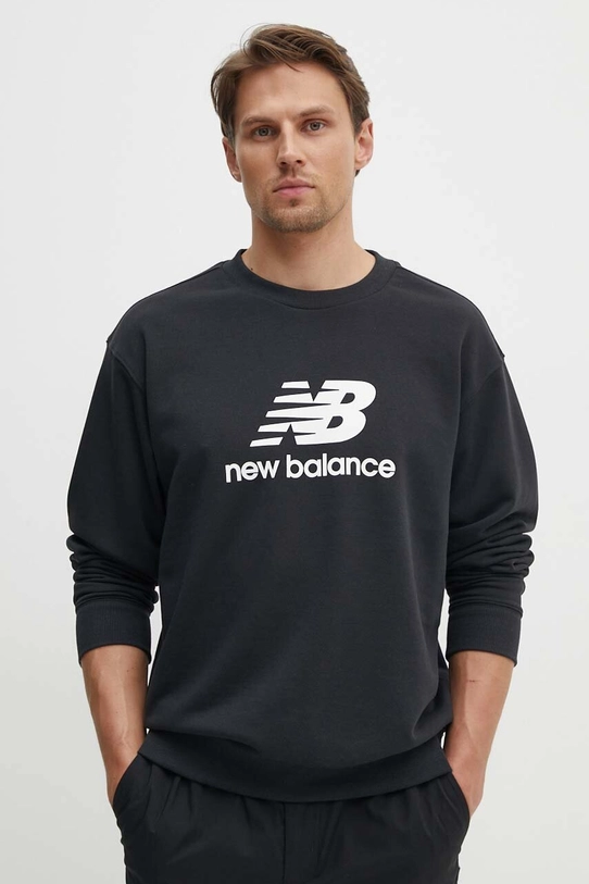 Mikina New Balance Stacked Logo French bez kapucne čierna MT41500BK