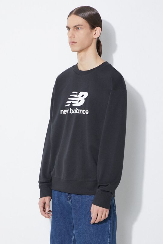 New Balance bluza Stacked Logo French negru MT41500BK