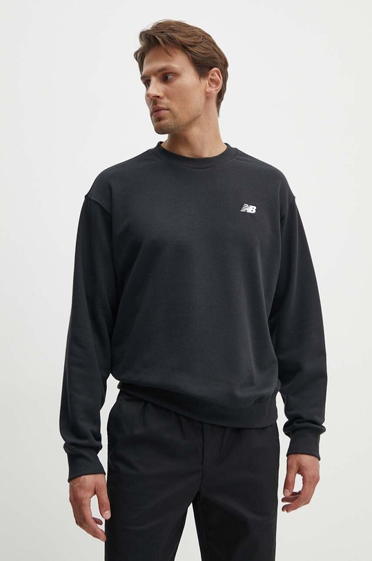 New Balance bluza Small Logo French imprimeu negru MT41507BK