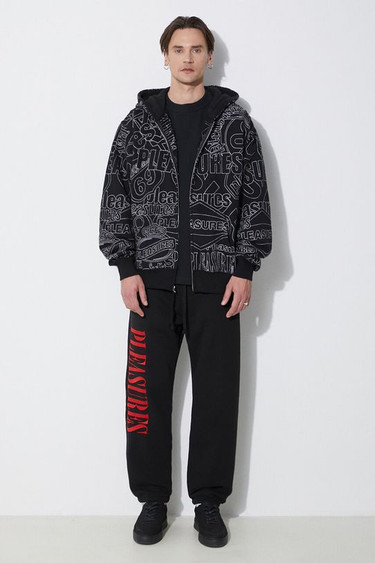 Μπλούζα PLEASURES Signal Zip Up Hoodie P24SP015.BLACK μαύρο SS24