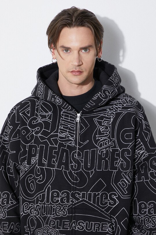 PLEASURES bluza Signal Zip Up Hoodie P24SP015.BLACK czarny