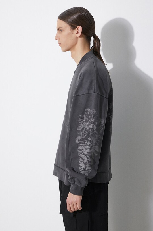 Памучен суичър PLEASURES Skull Spiral Quarter Zip сив P24SP035.BLACK