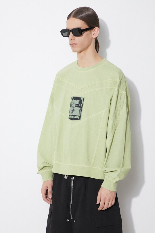 PLEASURES cotton sweatshirt Mentor Crewneck applique green P24SP044.MATCHA