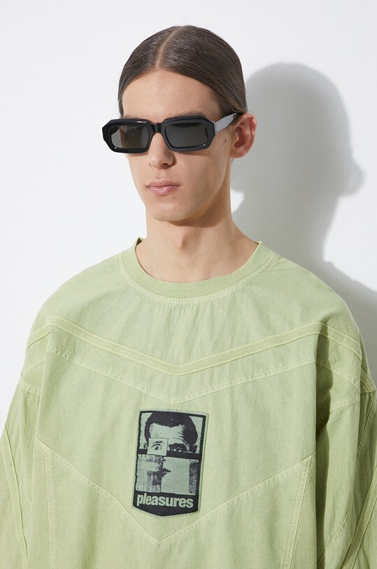 PLEASURES cotton sweatshirt Mentor Crewneck green P24SP044.MATCHA