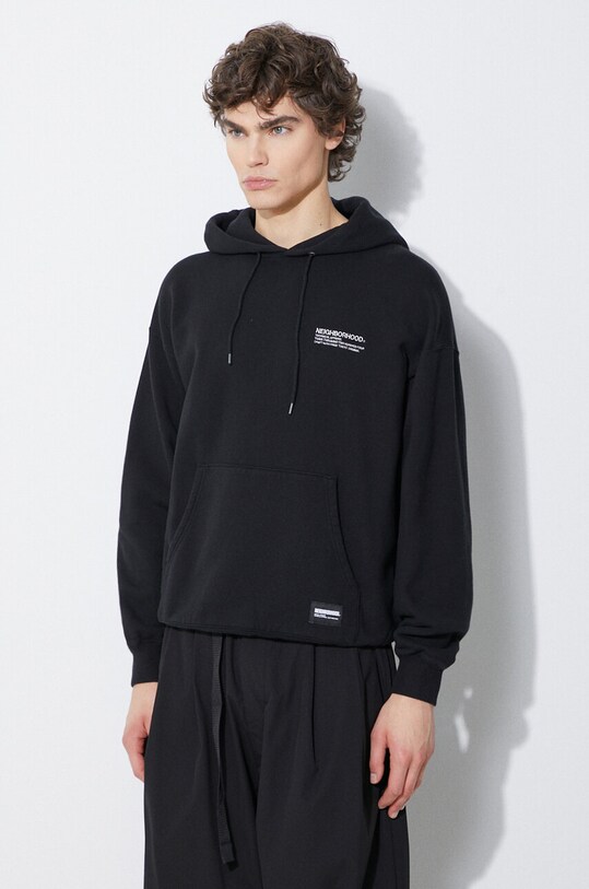 NEIGHBORHOOD felpa in cotone Plain Sweat Parka nero 241FPNH.CSM02