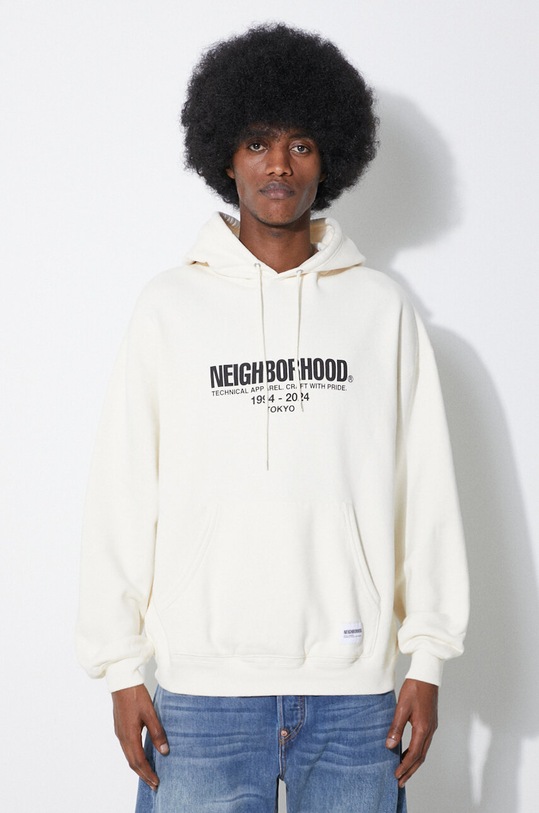 Bavlnená mikina NEIGHBORHOOD Classic potlač béžová 241FPNH.CSM04
