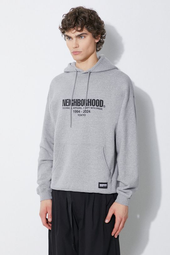 Памучен суичър NEIGHBORHOOD Classic надпис сив 241FPNH.CSM04