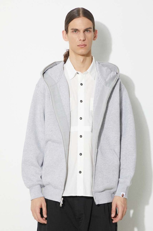 A Bathing Ape felpa Metal One Point Full Zip Hoodie semplice grigio 1J80115051