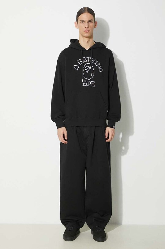 Кофта A Bathing Ape Rhinestone College Pullover Hoodie 1K30114306 чёрный SS24