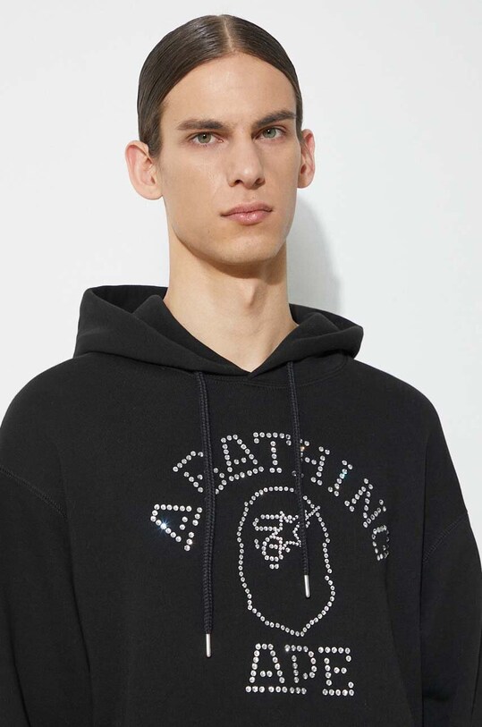 Кофта A Bathing Ape Rhinestone College Pullover Hoodie 1K30114306 чёрный
