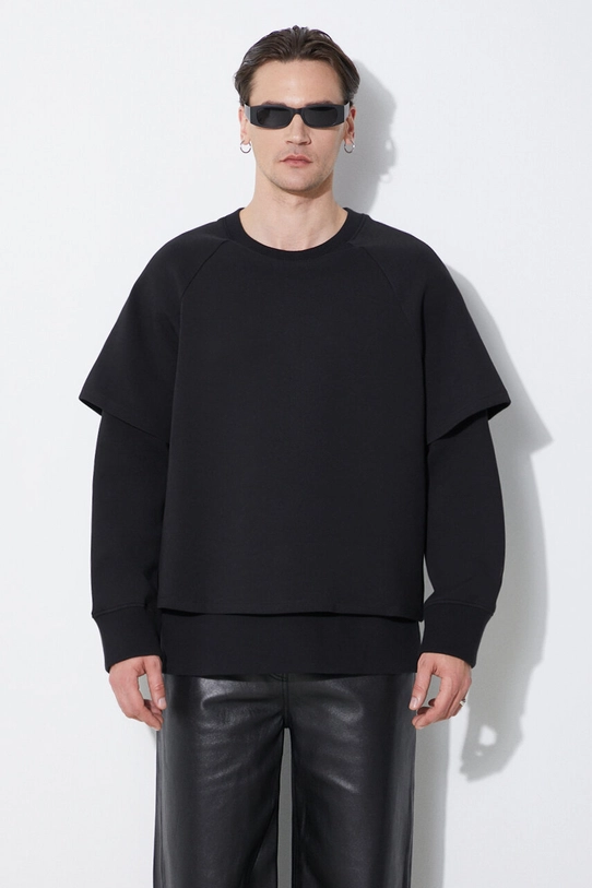 Neil Barrett felpa Slim Dropped Shoulder Double Layer Sweatshirt semplice nero MY72251R.Y501.001N