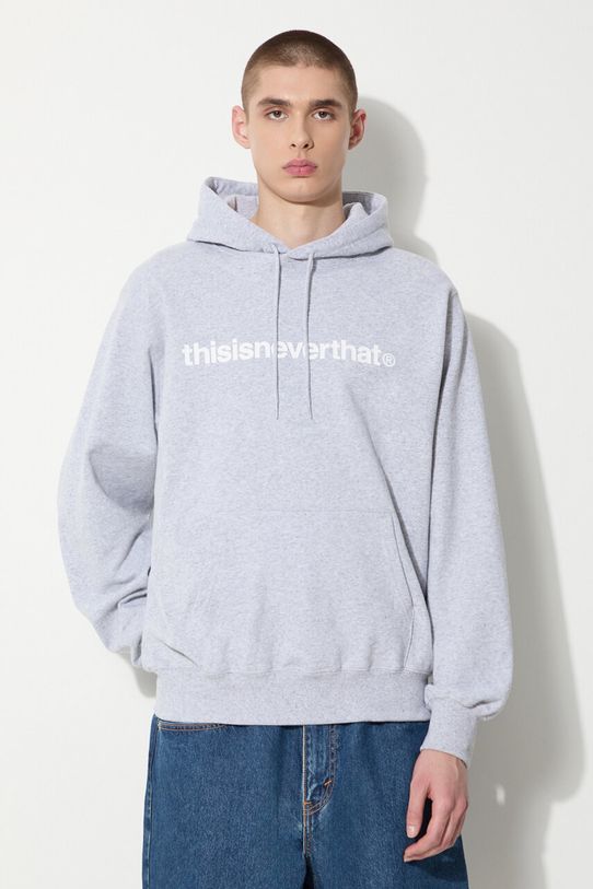 Памучен суичър thisisneverthat T-logo LT Hoodie памук сив TN240TSWHO01
