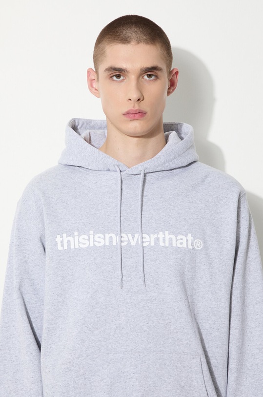 Памучен суичър thisisneverthat T-logo LT Hoodie TN240TSWHO01 сив