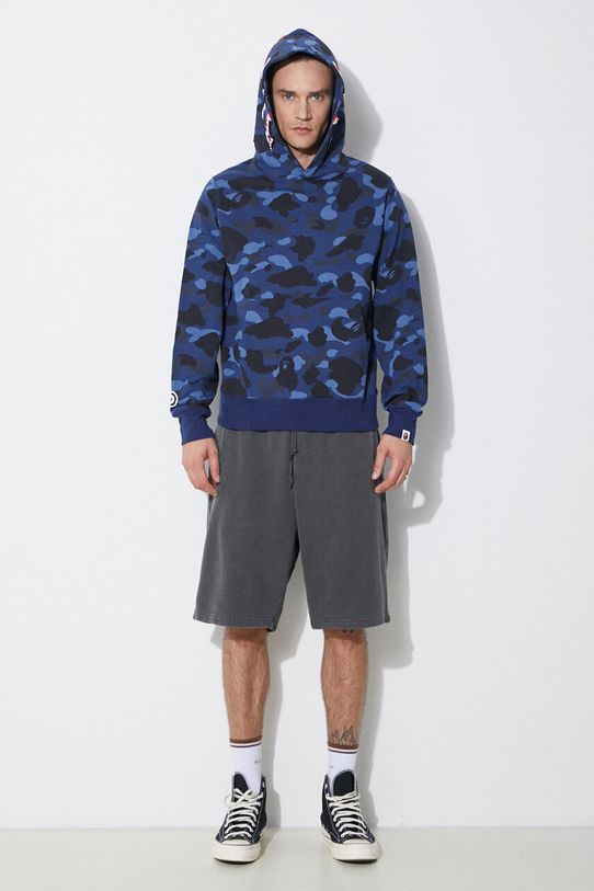 Βαμβακερή μπλούζα A Bathing Ape Color Camo Shark Pullover Hoodie 1K30114002 σκούρο μπλε SS24
