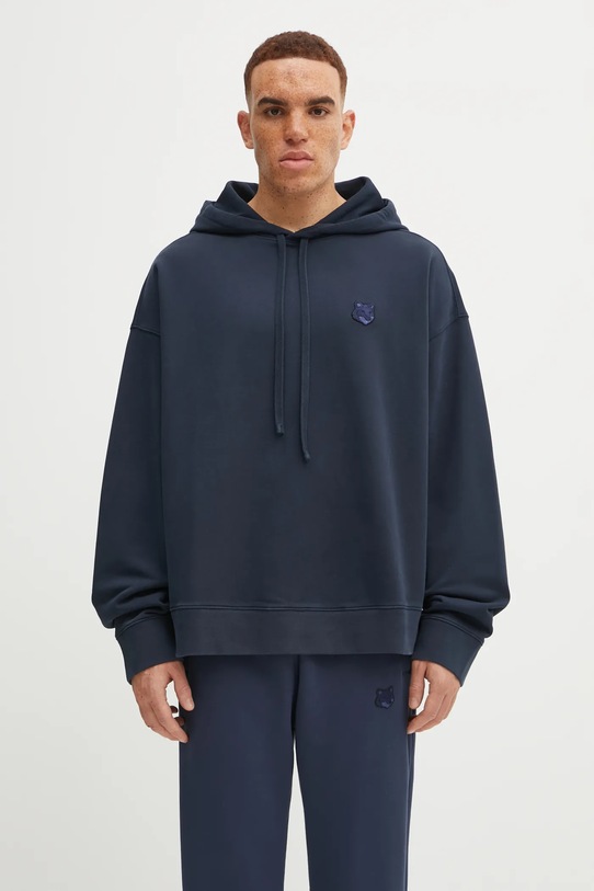 Maison Kitsuné felpa in cotone Bold Fox Head Patch Oversize Hoodie blu navy LM00705KM0001