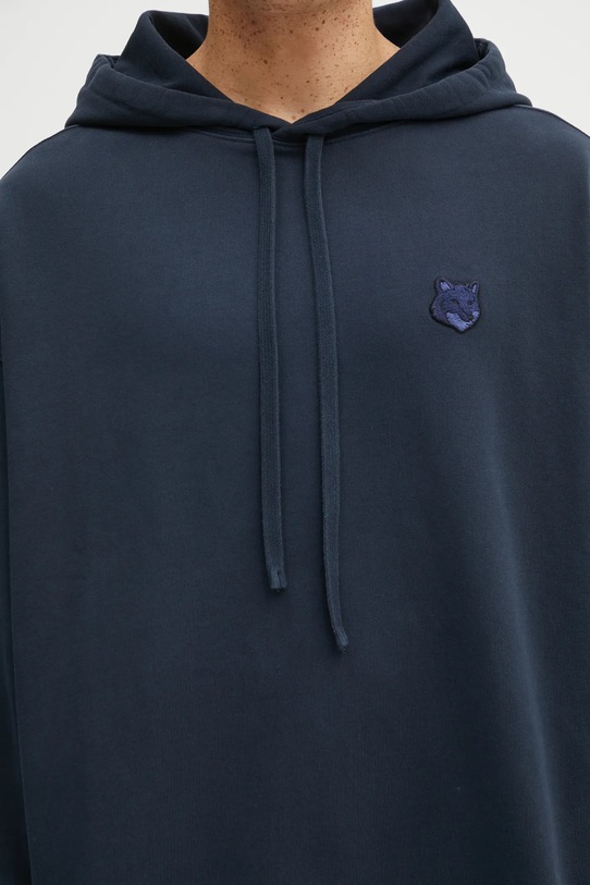 Maison Kitsuné felpa in cotone Bold Fox Head Patch Oversize Hoodie blu navy LM00705KM0001