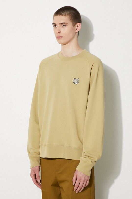 Pamučna dukserica Maison Kitsuné Bold Fox Head Patch Oversize Sweatshirt bež MM00304KM0001