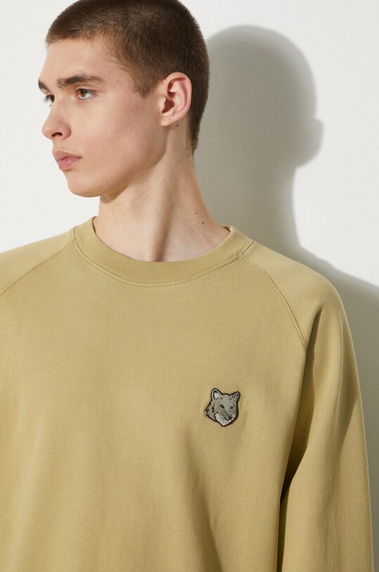 Pamučna dukserica Maison Kitsuné Bold Fox Head Patch Oversize Sweatshirt MM00304KM0001 bež
