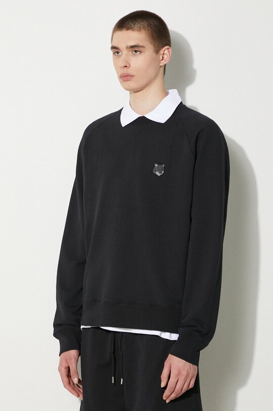 Maison Kitsuné felpa in cotone Bold Fox Head Patch Oversize Sweatshirt nero MM00304KM0001