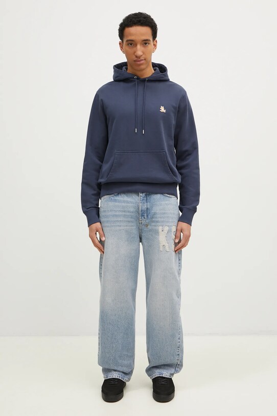 Maison Kitsuné hanorac de bumbac Chillax Patch Regular Hoodie LM00706KM0001 bleumarin