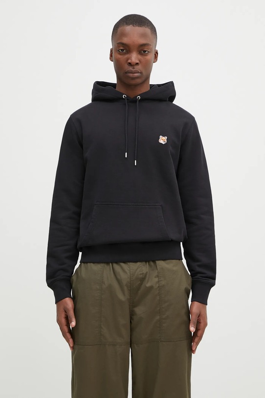 Maison Kitsuné bluza bawełniana Fox Head Patch Regular Hoodie czarny LM00702KM0001