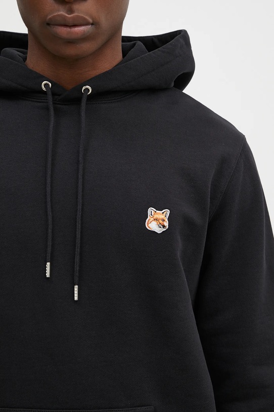 Maison Kitsuné bluza bawełniana Fox Head Patch Regular Hoodie czarny LM00702KM0001