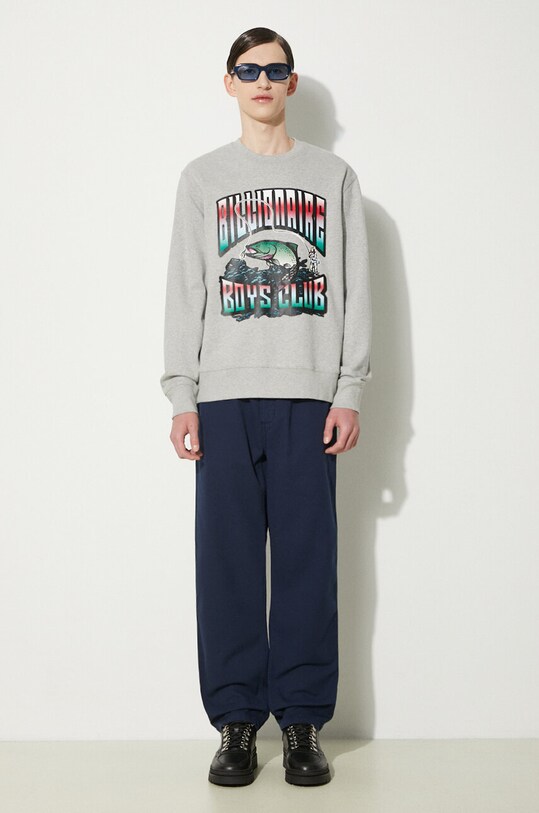 Billionaire Boys Club hanorac de bumbac Big Catch Crewneck B24230 gri SS24