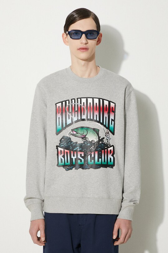 Billionaire Boys Club hanorac de bumbac Big Catch Crewneck gri B24230