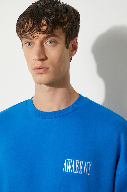 Awake NY pamut melegítőfelső Awake Crewneck SP24.CN002 kék