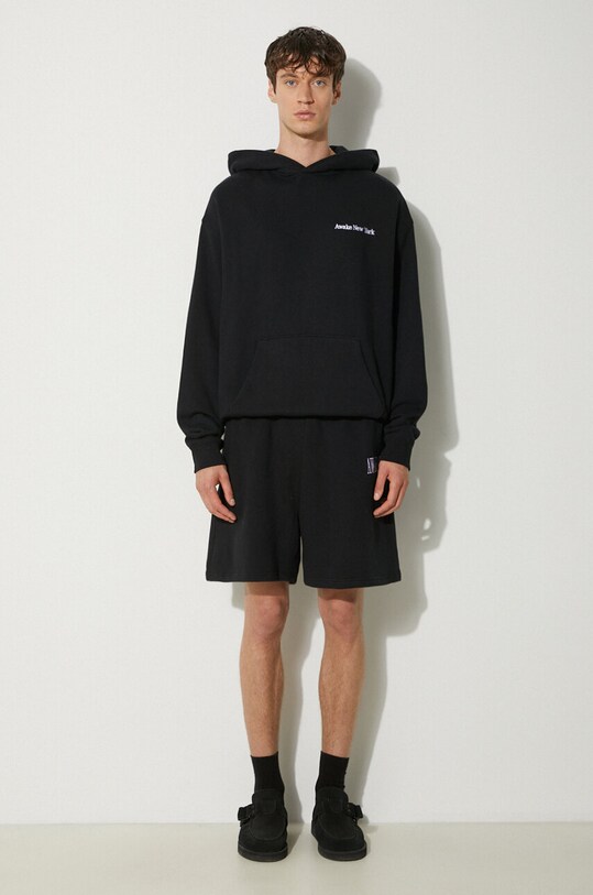 Bavlnená mikina Awake NY Serif Hoodie SP24.HD003 čierna SS24
