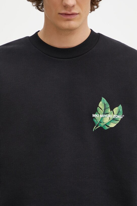 Кофта MKI MIYUKI ZOKU Leaf Crewneck Sweat чорний LEAF.CREWNECK.SWEAT