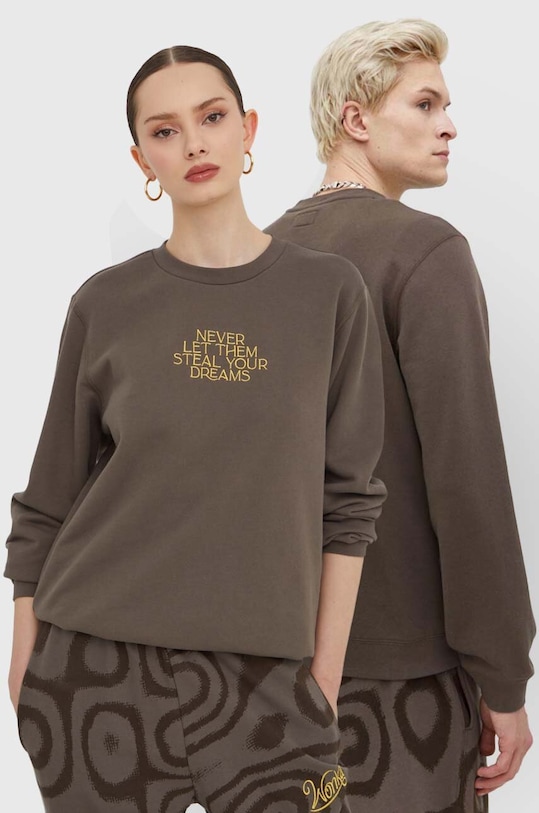 Converse hanorac de bumbac Converse x Wonka imprimeu maro 10026543.A01