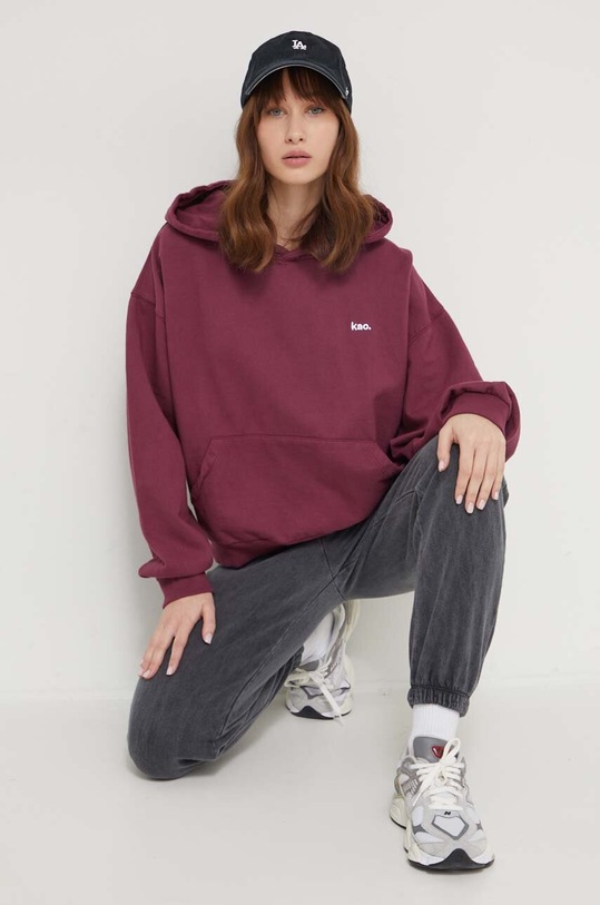 Bavlněná mikina Kaotiko AO087.02.G002 burgundské SS24