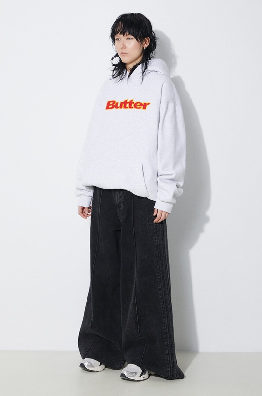 Mikina Butter Goods Felt Logo Applique BGQ1241903 šedá SS24
