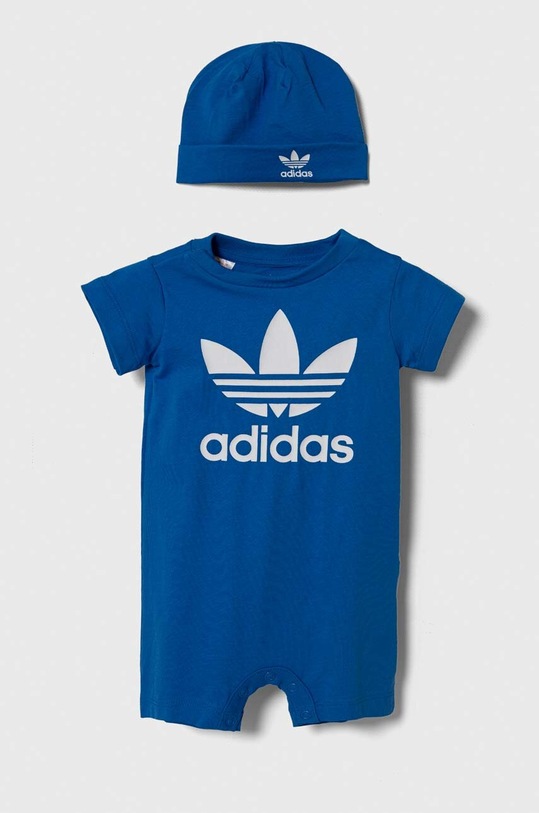 adidas Originals rampers bawełniany niemowlęcy niebieski IS7258