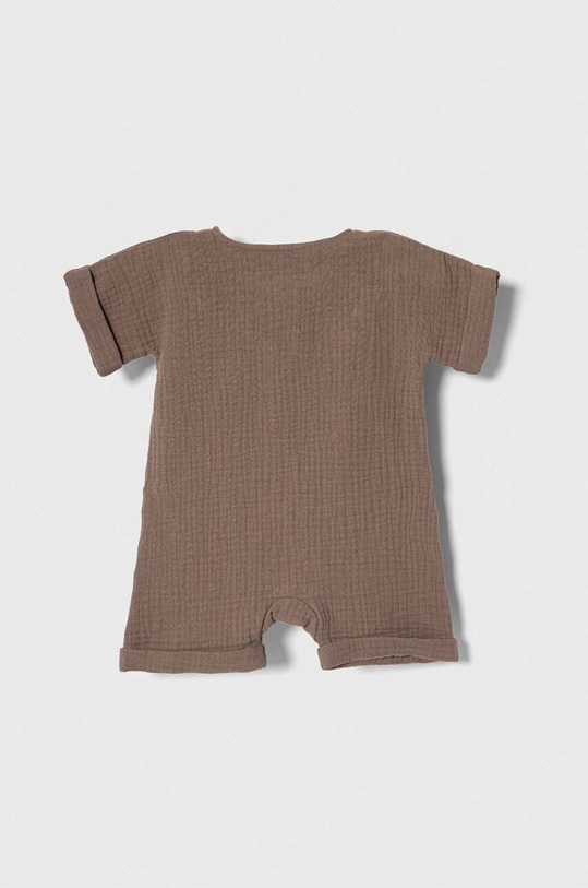 Jamiks rampers bawełniany niemowlęcy NIKLAS.org.Ram.JLG187.B brązowy SS24