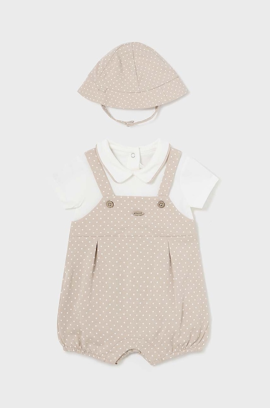 Mayoral Newborn rampers bawełniany niemowlęcy Produkt niemowlęcy beżowy 1616.1C.Newborn.PPYH