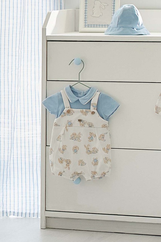 Mayoral Newborn rampers bawełniany niemowlęcy Produkt niemowlęcy niebieski 1616.1C.Newborn.PPYH