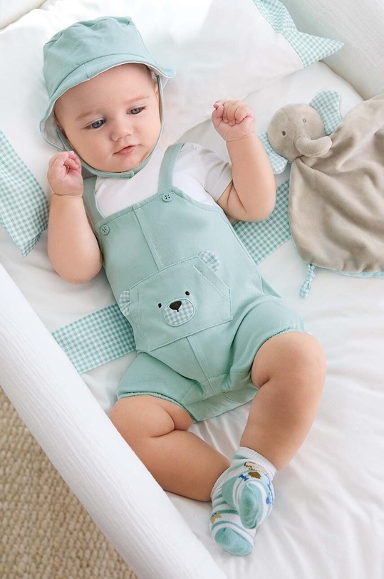 Mayoral Newborn rampers bawełniany niemowlęcy Produkt niemowlęcy turkusowy 1618.1G.Newborn.PPYH
