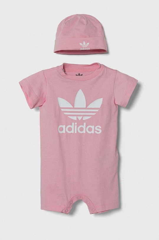 Dětské bavlněné dupačky adidas Originals růžová IS7256